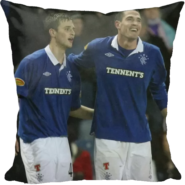 Rangers Kyle Lafferty and Jamie Ness: Celebrating Goals in Rangers 3-0 Victory over Kilmarnock (Scottish Cup Fourth Round, Ibrox)