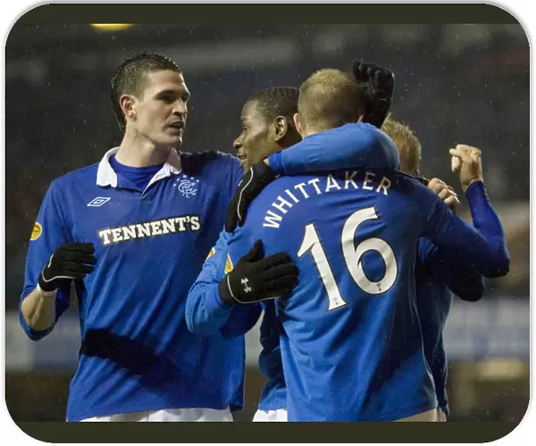 Rangers: Triumphant Penalty Celebration - Steven Whittaker and Teamsmates (3-0) vs Kilmarnock, Scottish Cup Fourth Round, Ibrox