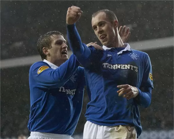 Rangers Whittaker and Davis: Penalty Celebrations in Rangers 4-0 Victory over Hamilton (Clydesdale Bank Premier League)