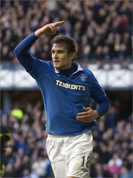 Rangers Nikica Jelavic Scores First Goal in Epic 6-0 Victory over Motherwell at Ibrox Stadium
