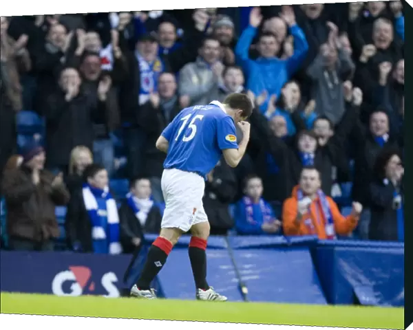Rangers David Healy Celebrates Six-Goal Blitz Against Motherwell in Clydesdale Bank Scottish Premier League