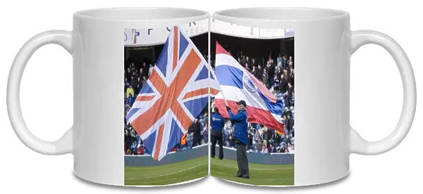 Rangers Flag Bearers Celebrate Six-Goal Victory Over Motherwell at Ibrox Stadium - Clydesdale Bank Scottish Premier League