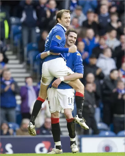 Rangers: Sasa Papac and Kyle Lafferty Celebrate Goals in 4-0 Victory over Saint Johnstone at Ibrox Stadium (Clydesdale Bank Scottish Premier League)