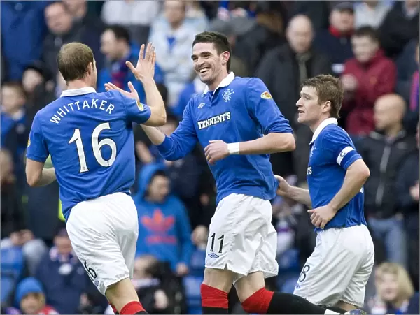 Rangers: Kyle Lafferty and Steven Whittaker's Jubilant Moment as they Celebrate 4-0 Victory over Saint Johnstone at Ibrox Stadium (Scottish Premier League)
