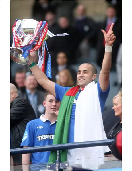 Rangers Madjid Bougherra Celebrates Co-operative Cup Victory over Celtic at Hampden, 2011