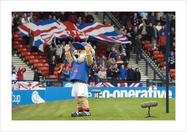 Broxi Bear Celebrates Co-operative Cup Victory: Rangers Triumph over Celtic at Hampden Stadium (2011)
