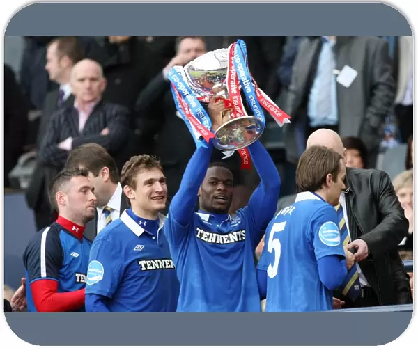 Maurice Edu Celebrates Co-operative Cup Victory with Rangers FC at Hampden Stadium (2011)