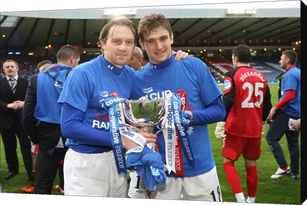 Rangers Football Club: Sasa Papac and Nikica Jelavic Celebrate Co-operative Cup Victory (2011)