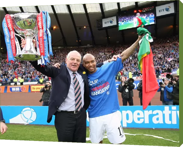 Rangers FC: Walter Smith and El Hadji Diouf Celebrate Co-operative Cup Victory Over Celtic (2011) - The Triumphant Moment