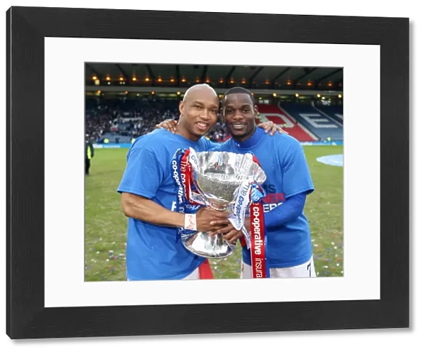 Rangers Football Club: Diouf and Edu Celebrate Co-operative Cup Victory Over Celtic (2011)