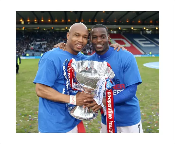 Rangers Football Club: Diouf and Edu Celebrate Co-operative Cup Victory Over Celtic (2011)