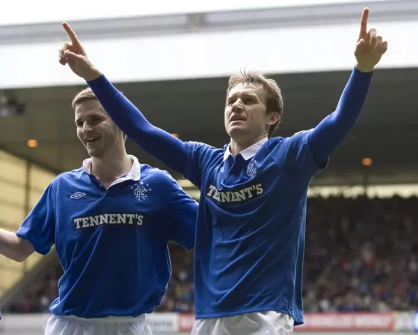 Rangers: Sasa Papac and Jamie Ness Celebrate Their Winning Goal Against St Mirren (2-1) at Ibrox Stadium