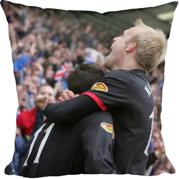 Rangers Double Trouble: Kyle Lafferty and Stevie Naismith Celebrate Their Brace in SPL Champions 2010-11 (Kilmarnock vs Rangers)