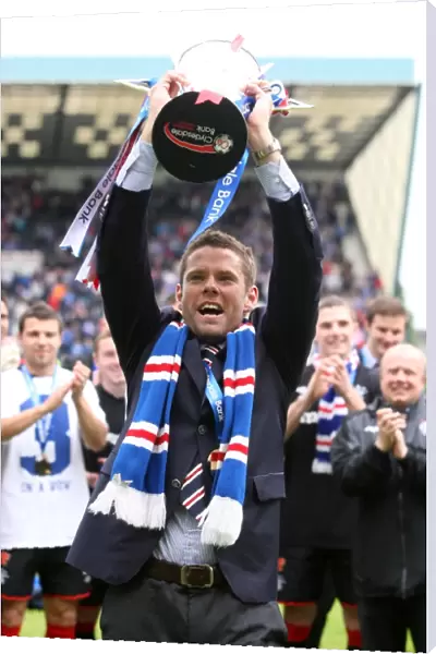 Rangers Football Club: Champions League and SPL Triumph - James Beattie's Euphoric Celebration with the Trophies (2010-2011)