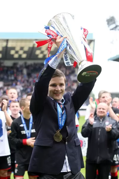 Rangers Football Club: Jamie Ness Triumphant Moment - Celebrating SPL Championship Win Against Kilmarnock at Rugby Park (2010-11)