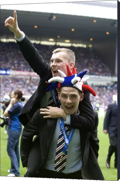 Rangers Football Club: Unforgettable Triumph - Wylde and Hutton's Euphoric Celebration (SPL Champions 2010-11)