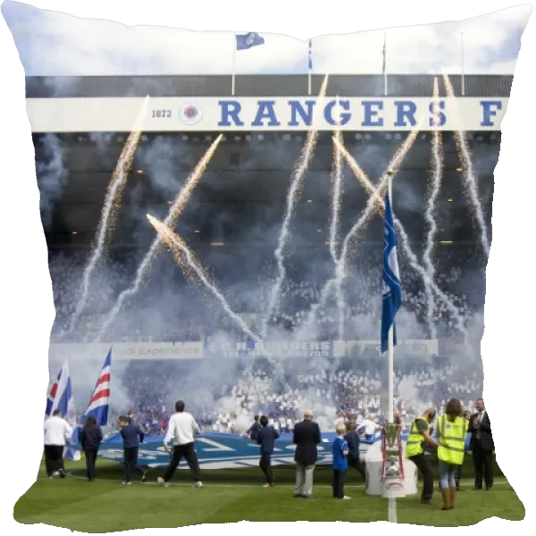 SPL Victory at Ibrox: Craig Whyte Celebrates with Flag and Fireworks (Rangers 1-1 Hearts)