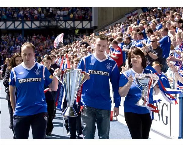 Rangers Football Club: Celebrating Double Victory - SPL and CIS Trophies Parade at Ibrox Stadium