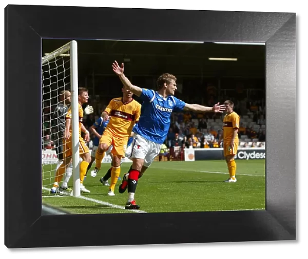 Rangers Nikica Jelavic: Triumphant Goal Celebration vs Motherwell (Clydesdale Bank Scottish Premier League)