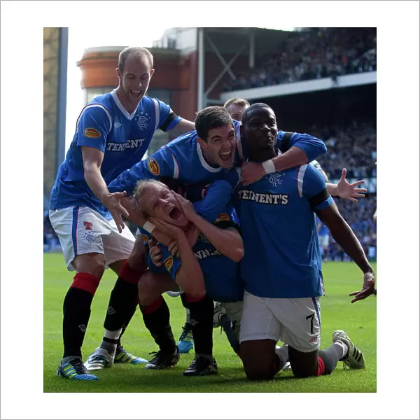 Rangers Glory: Unforgettable Moment of Victory - Naismith, Davis, Lafferty, Whittaker, and Edu Celebrate Historic 4-2 Win Over Celtic at Ibrox Stadium