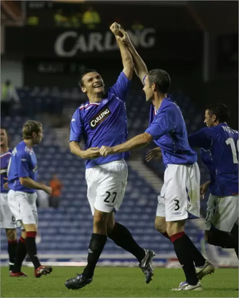 Rangers Football Club: Lee McCulloch and Nacho Novo's Unforgettable Goal Celebration in Champions League Qualifier vs FK Zeta (2-0 at Ibrox)