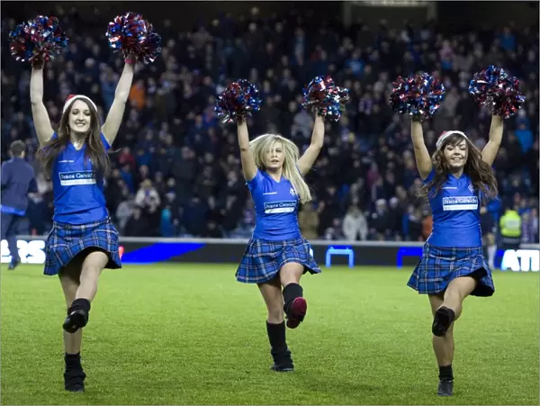Rousing the Troops: Rangers Cheerleaders at Half Time in a 2-1 Clydesdale Bank Scottish Premier League Battle at Ibrox Stadium