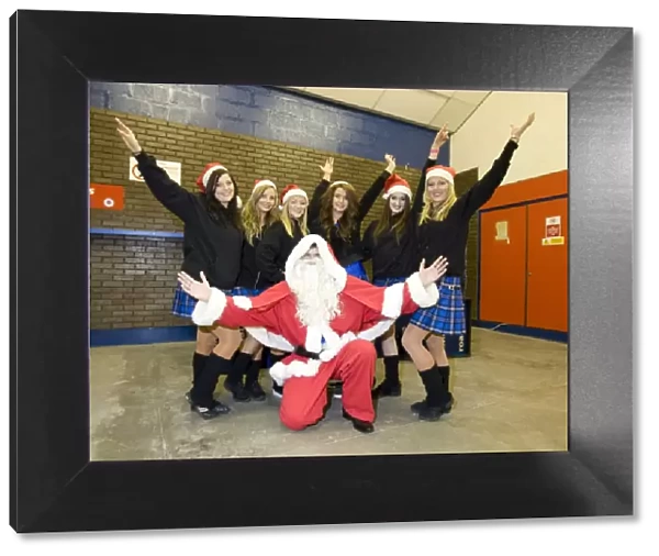 Rangers Cheerleaders Celebrate Holiday Win: Rangers 2-1 Over Inverness Caley Thistle at Ibrox Stadium - Santa Joins in the Fun