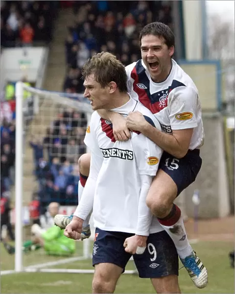 Rangers Jelavic and Healy: A Dynamic Duo Celebrates Goal Number 9 in Clydesdale Bank Scottish Premier League (1-2 vs St Johnstone)