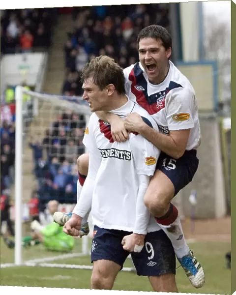 Rangers Jelavic and Healy: A Dynamic Duo Celebrates Goal Number 9 in Clydesdale Bank Scottish Premier League (1-2 vs St Johnstone)