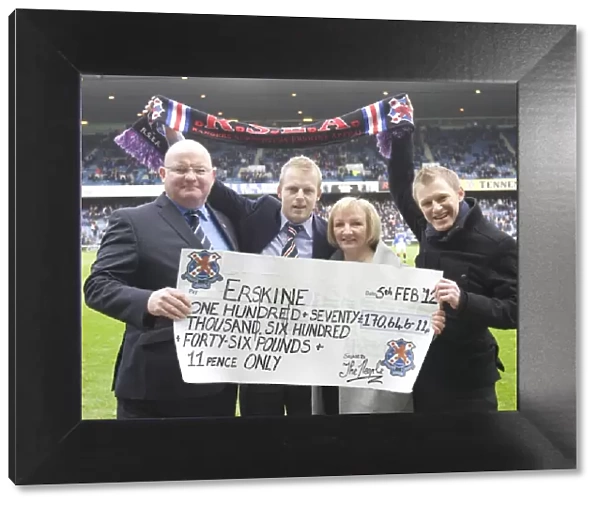Rangers Steven Naismith Receives Erskine Charity Cheque Post-Match After Rangers vs. Dundee United