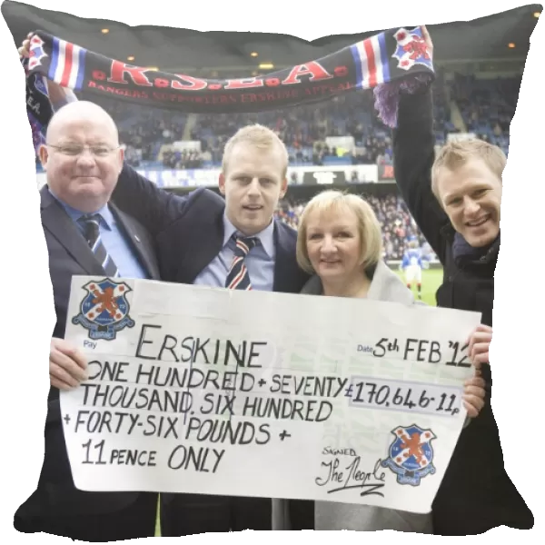 Rangers Steven Naismith Receives Erskine Charity Cheque Post-Match After Rangers vs. Dundee United