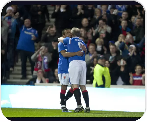 Rangers Legends: McCoist and van Bronkhorst's Historic Goal Celebration (1-0) Against AC Milan at Ibrox Stadium