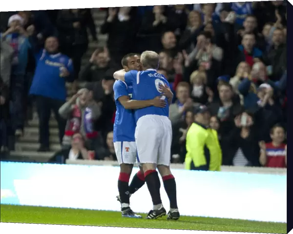 Rangers Legends: McCoist and van Bronkhorst's Historic Goal Celebration (1-0) Against AC Milan at Ibrox Stadium