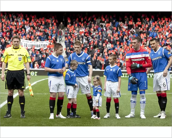 Rangers Steven Davis and Mascots Celebrate 3-1 Scottish Premier League Victory over St Mirren