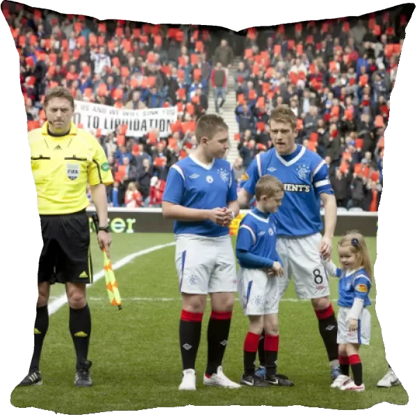 Rangers Steven Davis and Mascots Celebrate 3-1 Scottish Premier League Victory over St Mirren