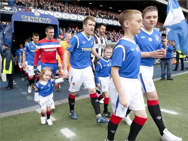 Rangers Football Club: Steven Davis and Mascots Celebrate 3-1 Victory over St Mirren in the Scottish Premier League