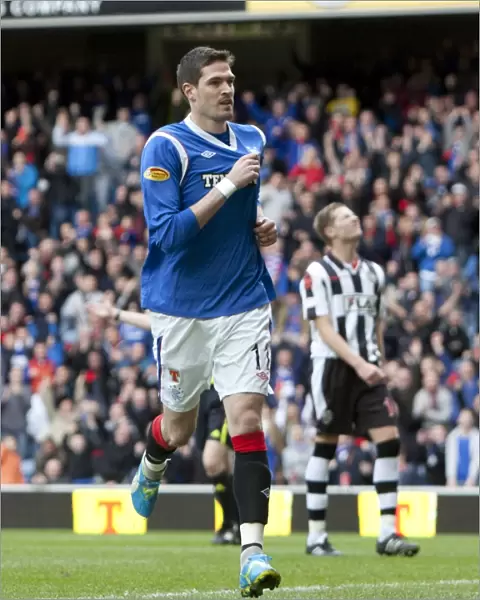 Rangers Kyle Lafferty: Exulting in His Penalty Goal Against St Mirren (3-1 Clydesdale Bank Scottish Premier League)