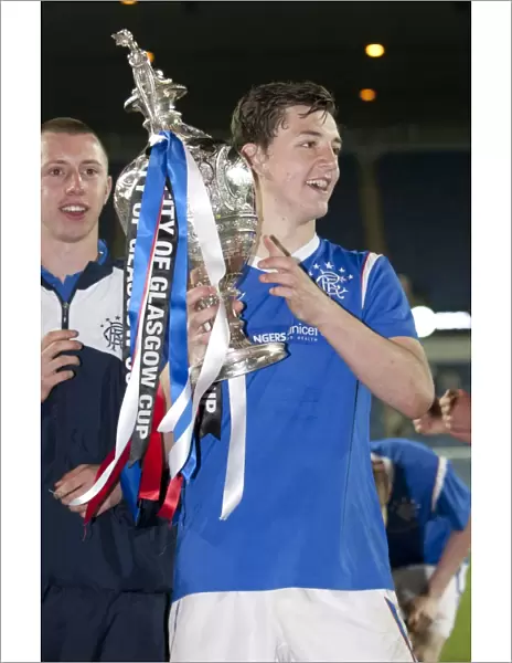 Rangers U17s Triumph: Craig Halkett's Euphoric Celebration after Beating Celtic in the Glasgow Cup Final at Ibrox Stadium (2012)