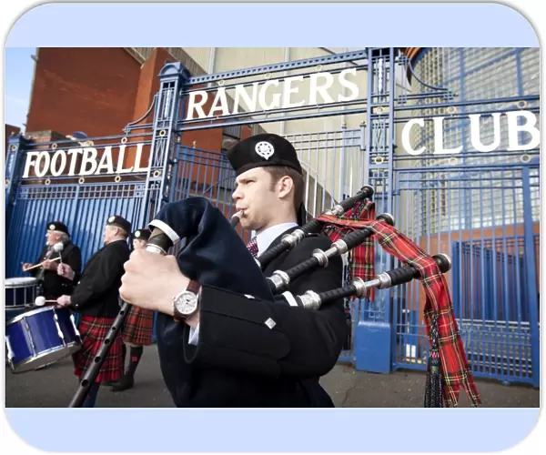 Scots Guard Pipe Band Celebrates Rangers Epic 5-0 Victory at Ibrox Stadium