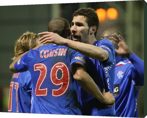 Rangers: Daniel Cousin and Carlos Cuellar Celebrate Winning Goals Against Gretna in Clydesdale Premier League (1-2)