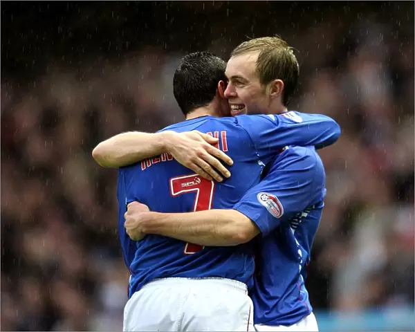 Rangers Whittaker and Hemdani: Triumphant Third Goal Celebration in Rangers 4-0 Victory over St. Mirren (Clydesdale Bank Premier League)