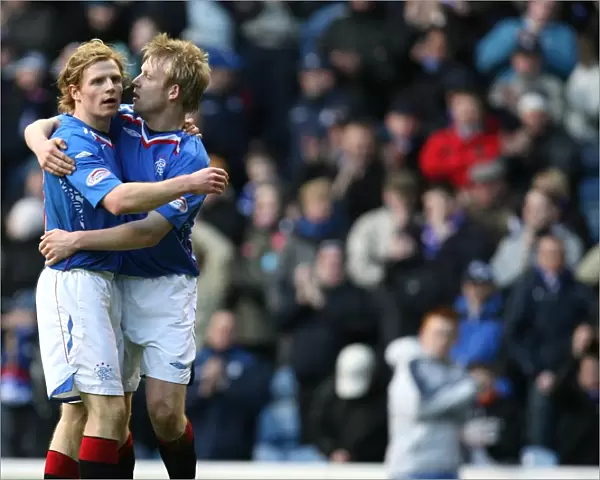 Rangers Chris Burke and Steven Naismith: Triumphant Third Goal Celebration (4-2) Against Gretna