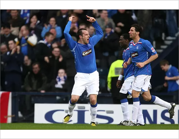 Rangers Kris Boyd Double Celebration: Equalizing Twice in the CIS Insurance Cup Final vs. Dundee United (2008)