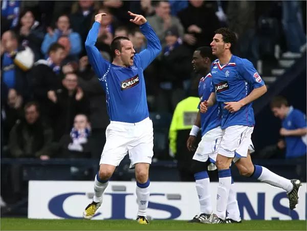 Rangers Kris Boyd Double Celebration: Equalizing Twice in the CIS Insurance Cup Final vs. Dundee United (2008)