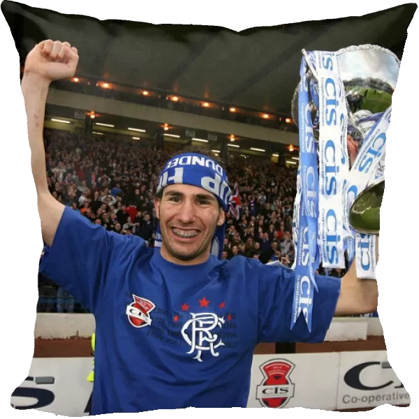 Rangers FC: Carlos Jimenez Cuellar Lifts the CIS Insurance Cup after Victory over Dundee United (2008)