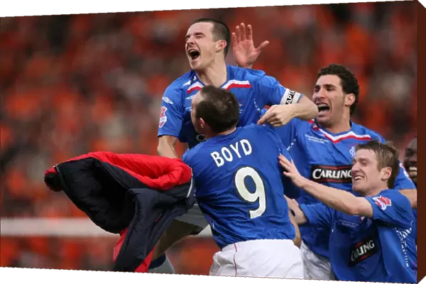 Rangers FC: Barry Ferguson and Kris Boyd Celebrate Winning the 2008 CIS League Cup Final against Dundee United at Hampden Park