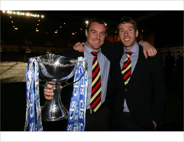Rangers Football Club: Kris Boyd and Kirk Broadfoot Leading the Team to Ibrox for the 2008 CIS Cup Final Victory