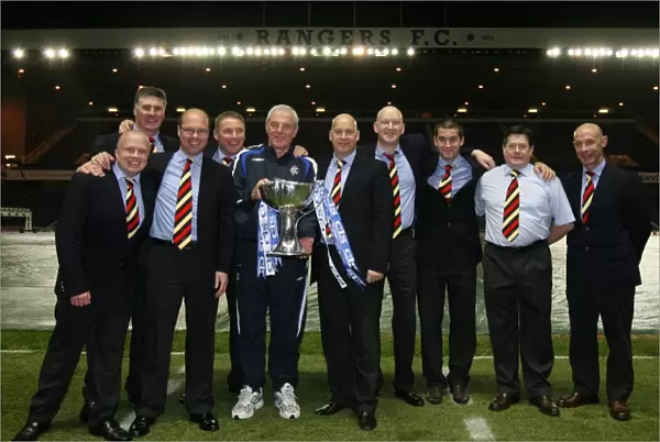 Rangers Champions: 2008 CIS Cup Final Team Celebrating Victory at Ibrox