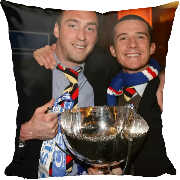 Rangers Football Club: Barry Ferguson and Allan McGregor Celebrate 2008 CIS Cup Final Victory over Dundee United (League Cup Triumph)