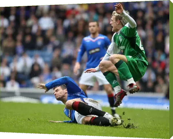 Rangers vs Hibernian: Lee McCulloch vs Dean Shiels Clash in Intense Clydesdale Bank Premier League Match at Ibrox (2-1 in Favor of Rangers)